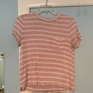 pink and white striped shirt